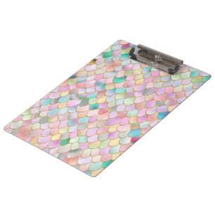 Wonky Trendy Rainbow Girl Metal Mermaid Scales Klemmbrett