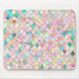Wonky Trendy Rainbow Girl Metal Mermaid Scales Mousepad