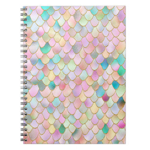 Wonky Trendy Rainbow Girl Metal Mermaid Scales Notizblock