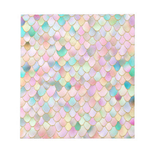 Wonky Trendy Rainbow Girl Metal Mermaid Scales Notizblock