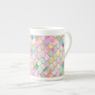 Wonky Trendy Rainbow Girl Metal Mermaid Scales Prozellantasse