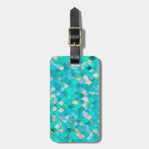 Wonky Watercolor Aquamariner Glitzer Metal Mermaid Gepäckanhänger
