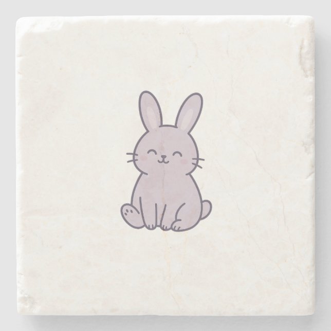 Wonky Zoo Bunny Stone Untersetzer (Vorderseite)