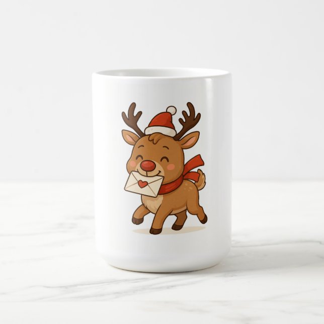 Wonky Zoo Christmas Mug - Cute Reindeer Kaffeetasse (Mittel)