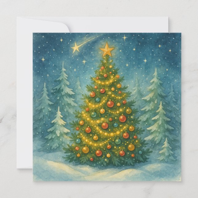 Wonky Zoo Christmas Postcard - Weihnachtsbaum Feiertagskarte (Vorderseite)