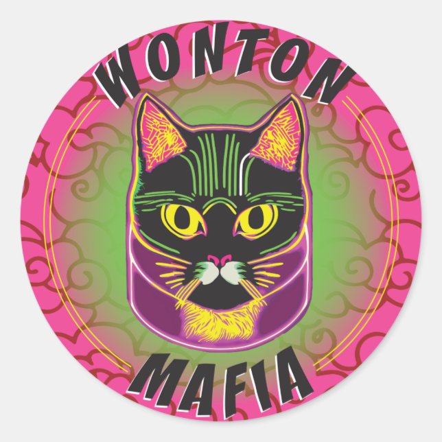 Wonton Mafia Cat Sticker (Vorderseite)