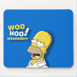 Woo Hoo Wochenende Lustige Cartoon-Mauspad - Blau Mousepad