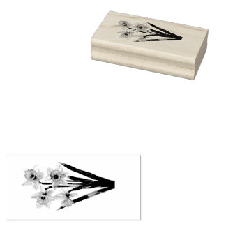 Wood Art Stamp Spring Daffodils Gummistempel