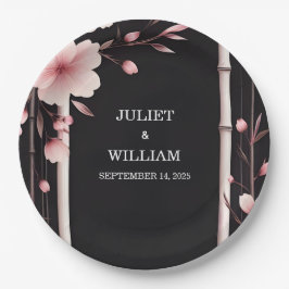 Wood Bamboo Pink Sakura Cherry Blossom Hochzeit Pappteller