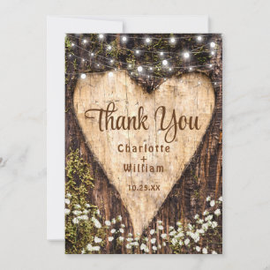 Wood Bark Baby Atemherz Rustikale Hochzeit Dankeskarte