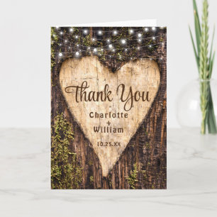 Wood Bark Baby Atemherz Rustikale Hochzeit Dankeskarte