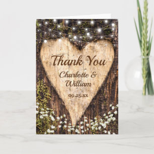 Wood Bark Baby Atemherz Rustikale Hochzeit Dankeskarte