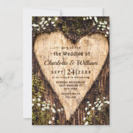 Wood Bark Baby Atemherz Rustikale Hochzeit Einladung