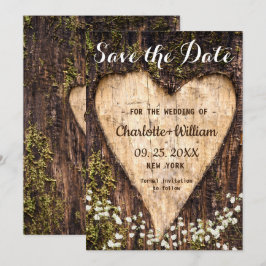 Wood Bark Baby Atemherz Rustikale Hochzeit Save The Date