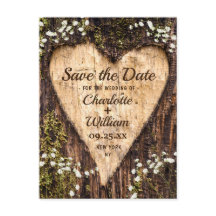 Wood Bark Heart Baby-Hochzeit retten das Datum