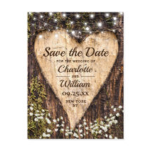 Wood Bark Heart Baby-Hochzeit retten das Datum