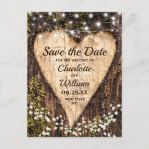 Wood Bark Heart Baby-Hochzeit retten das Datum