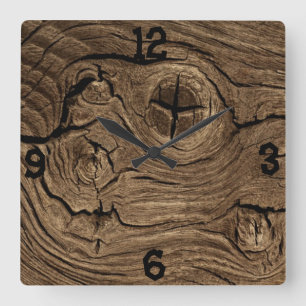 Wood Bark Quadratische Wanduhr
