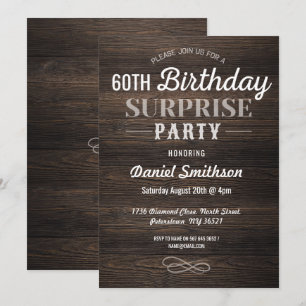 Wood Birthday Überraschung Rustikale Mens Frauen e Einladung