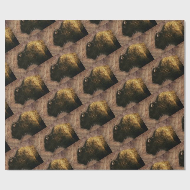 Wood Bison Buffalo Geschenkpapier (Flach)