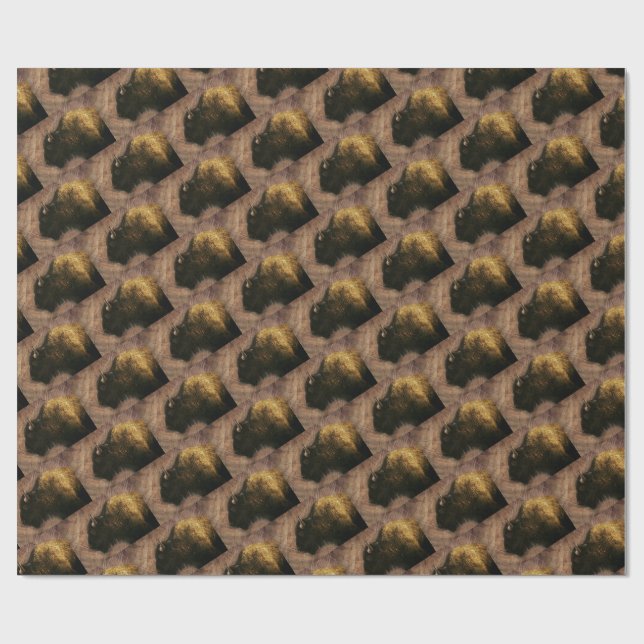Wood Bison Buffalo Geschenkpapier (Flach)