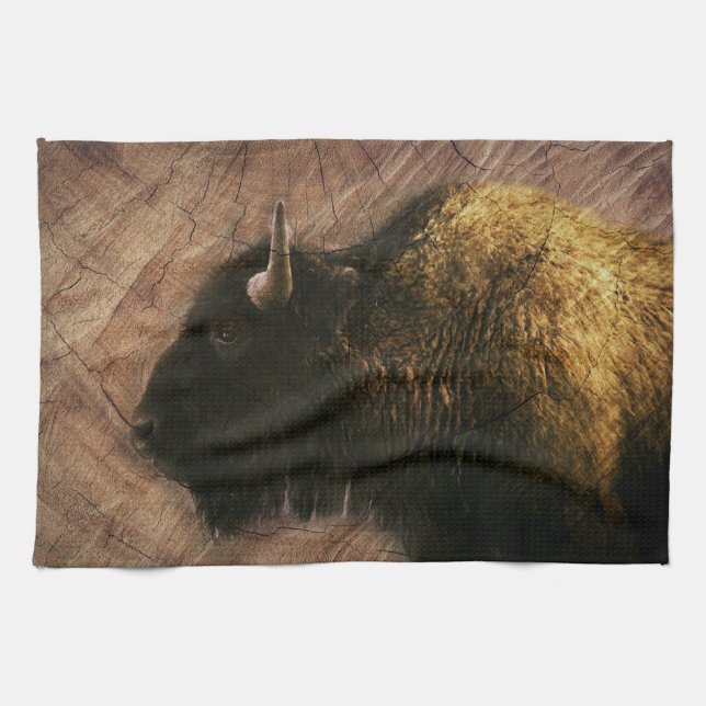 Wood Bison Buffalo Geschirrtuch (Horizontal)