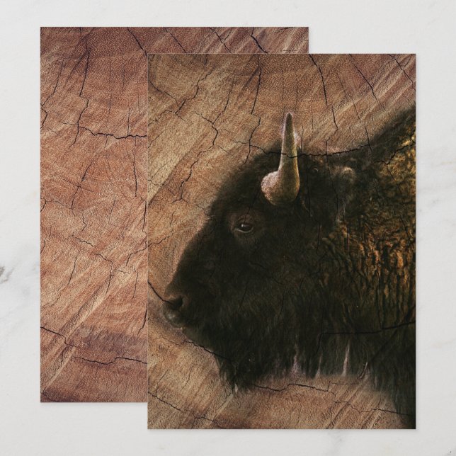 Wood Bison Buffalo Save The Date (Vorne/Hinten)