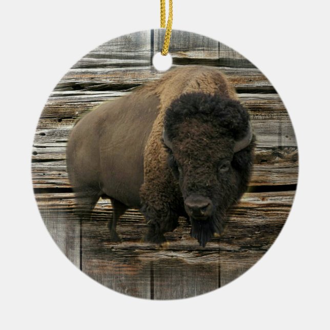 Wood Bison Keramik Ornament (Vorne)