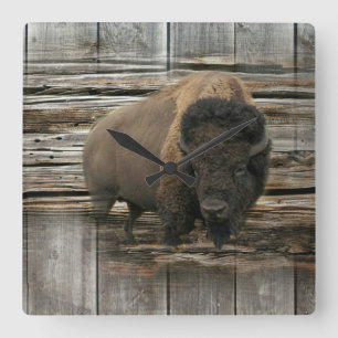 Wood Bison Quadratische Wanduhr