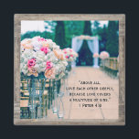 Wood Blume Bouquet Liebe Wedding Aisle Bible Verse Magnet<br><div class="desc">Holz Gerahmte Blume Bouquet Liebe und Wedding Aisle Bible Verse 1 Peter 4:8</div>