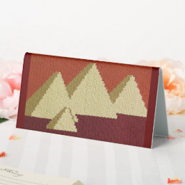 Wood Browns Ecru Pyramids Designer Crochet Print Tischaufsteller