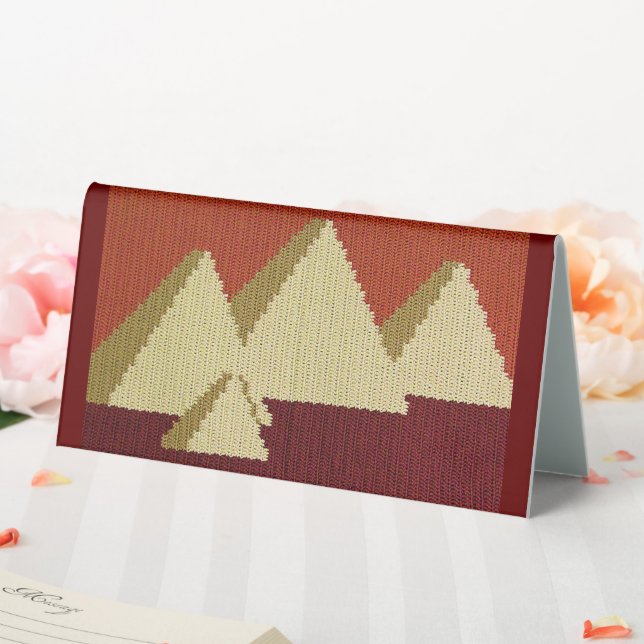Wood Browns Ecru Pyramids Designer Crochet Print Tischaufsteller (In Situ (Hochzeit))