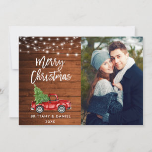 Wood Brush Script Lights Truck Foto Weihnachten