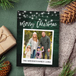 Wood Brush Script Sofortkamera Foto Weihnachten Postkarte<br><div class="desc">Modernes Pinselskript,  Sofortkamera Foto Frohe Weihnachtspostkarte - Rustikales Grünes Holz</div>