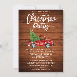 Wood Brush Script Vintag LKW Weihnachtsfeiertag Pa Einladung