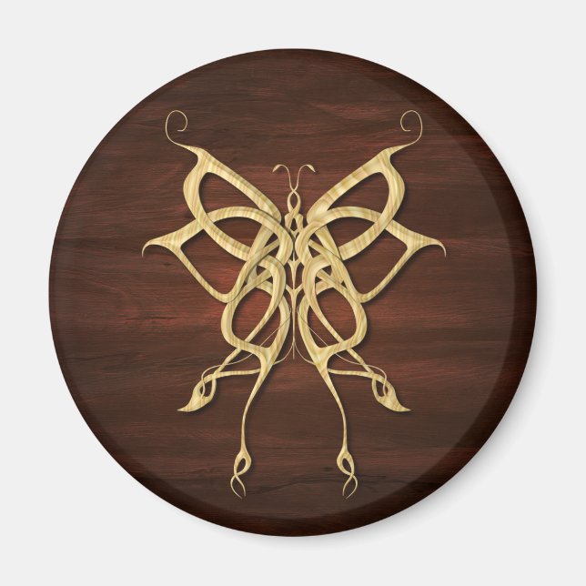Wood Celtic Butterfly Magnet (Vorne)