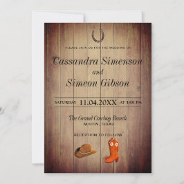 Wood Cowboy Stiefel, rustikaler Hochzeitstag Einladung