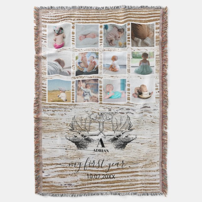 Wood Deer Baby's First Year Foto Collage Decke (Vorderseite Vertikal)
