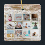 Wood Deer Baby's First Year Foto Collage Keramikornament<br><div class="desc">Eine schöne Art, sich an das erste Jahr Ihres Babys zu erinnern. Fangen Sie die Erinnerungen Ihres Neugeborenen für immer mit dieser Holzstruktur Hirschkopf Monogramm ergänzt durch eine Foto Baby Collage. Ein perfekter Baby-Sake mit Babynamen, Geburtsdatum und individuellem Foto für jeden Monat des ersten Jahrs Ihres Babys. Personalisieren Sie die...</div>