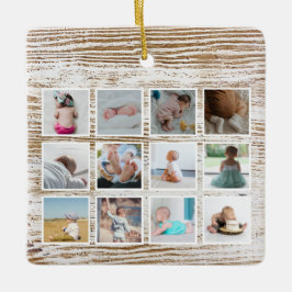 Wood Deer Baby's First Year Foto Collage Keramikornament