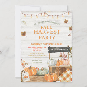 Wood Fall Harvest Party Pumpkin Church Picnic Einladung