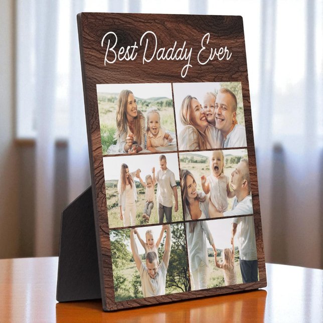 Wood Father's Day 6 Photo Collage Best Daddy Ever  Fotoplatte (Von Creator hochgeladen)