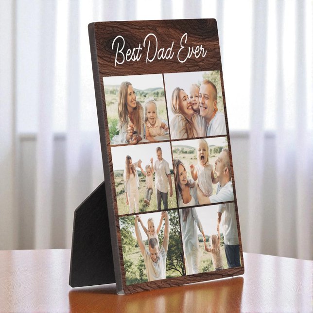 Wood Father's Day Best Dad Ever 6 Photo Collage Fotoplatte (Von Creator hochgeladen)