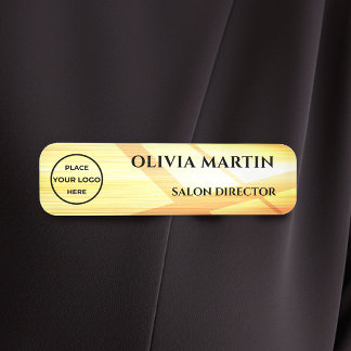 Wood-grain Gold-4 Magnetic Name Badge Namensschild