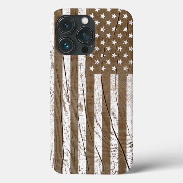 Wood Grain Grunge American Flag Case-Mate iPhone Hülle (Rückseite)