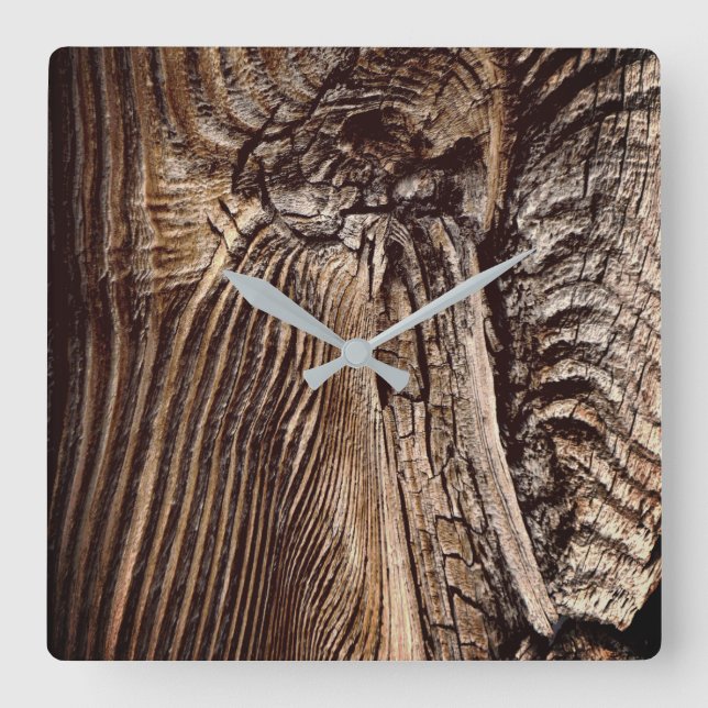 Wood Grain Pattern Quadratische Wanduhr (Vorderseite)