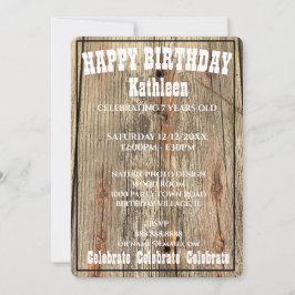 WOOD GRAIN PHOTO PLAYBILL ANNIVERSAIRE INVITATION