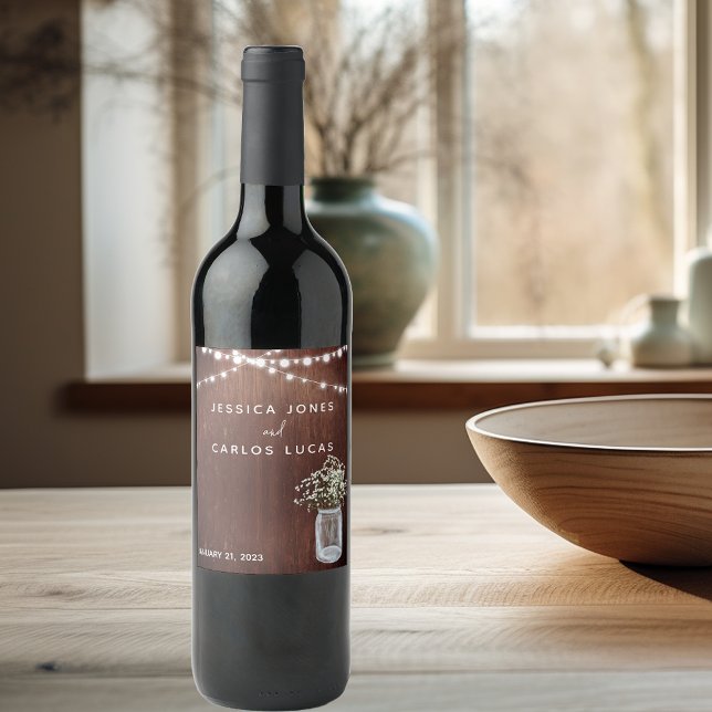 Wood Gypsophila Gipskraut Mason Jar Wein Weinetikett (Von Creator hochgeladen)