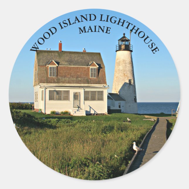 Wood Island Lighthouse Maine Große Stickers (Vorderseite)