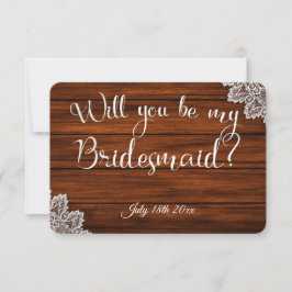 Wood & Lace Werden Sie meine Bridesmaid-Karte sein Einladung